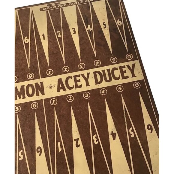 Lowe Backgammon Checkers Acey Ducey Game Board Replacement Vintage Brown Wood - Picture 5 of 7